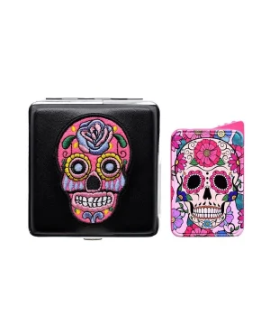La Catrina Sigara Tabaka ve Çakmak Seti Pembe