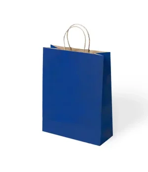Lacivert Büküm Saplı Kraft Çanta 25x31cm