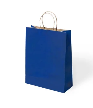 Lacivert Büküm Saplı Kraft Çanta 31x41cm
