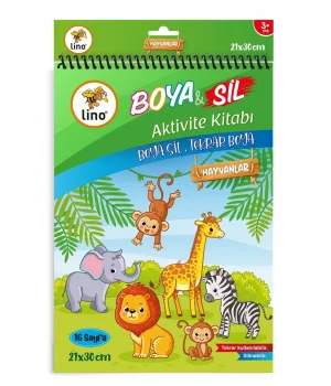 Lino Boya & Sil Aktivite Boyama Kitabı A4 Hayvanlar
