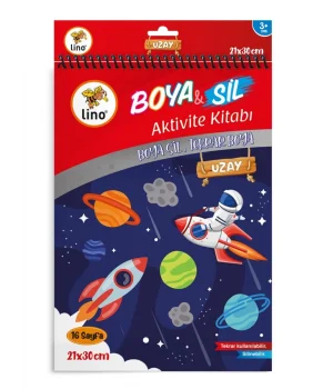 Lino Boya & Sil Aktivite Boyama Kitabı A4 Uzay