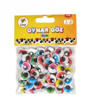 Lino Karışık Renkli Oynar Göz 15 mm 50li Paket