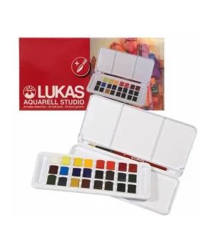 Lukas Aquarell Studio Tablet Sulu Boya Seti 24 Renk 1/2 Tablet