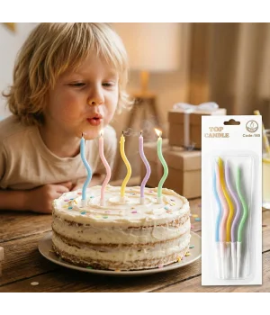 Makaron Karışık Renk Spiral Pasta Mumu