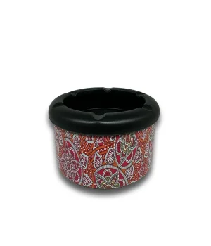 Mandala Desen Metal Mini Sigara Küllüğü Kırmızı 8cm