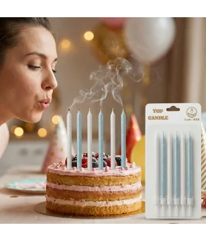 Mavi Beyaz Simli Pasta Mumu Seti 6 Parça