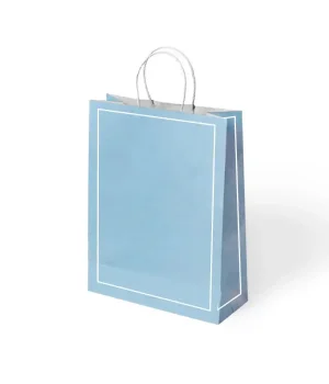 Mavi Makaron Büküm Saplı Kraft Çanta 25x31cm
