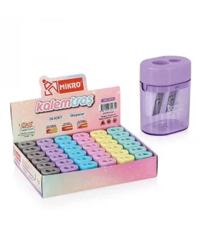 Mikro Çift Delikli Oval Kalemtraş Pastel Renkler