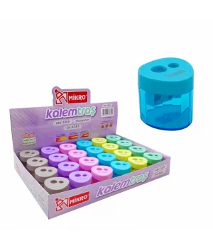 Mikro Çift Delikli Üçgen Kalemtraş Pastel Renkler