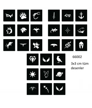Minimal 27 Adet Erkek Deseni 3 cm Geçici Dövme Şablonu