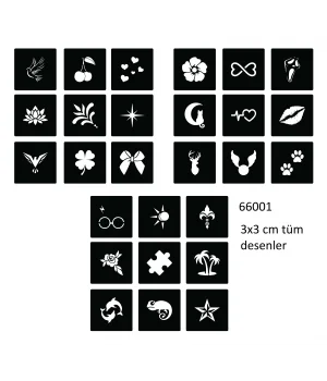 Minimal 27 Adet Kadın Deseni 3 cm Geçici Dövme Şablonu