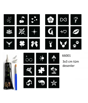 Minimal 27 Adet Kadın Deseni 3 cm Geçici Dövme Şablonu Kınalı Set