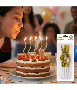 Mirror Metalik Altın Spiral Pasta Mumu