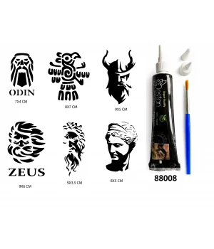 Mitolojik Desenler Hint Kınasıyla Geçici Dövme Seti