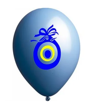 Nazar boncuğu baskılı mavi balon  (100lü)