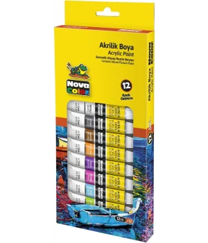 Nova Color Akrilik Boya Seti 12 Renk x 12 ml. Tüp