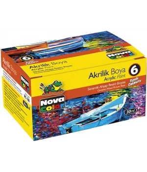 Nova Color Akrilik Boya Seti 6 Renk x 30 ml. Şişe