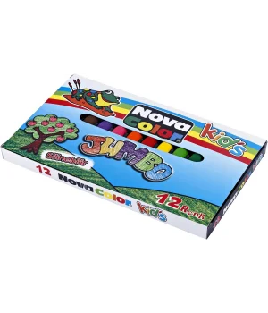 Nova Color Jumbo Üçgen Crayon Mum Boya 12 Renk
