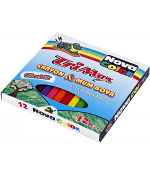 Nova Color TriMax Üçgen Crayon Mum Boya 12 Renk