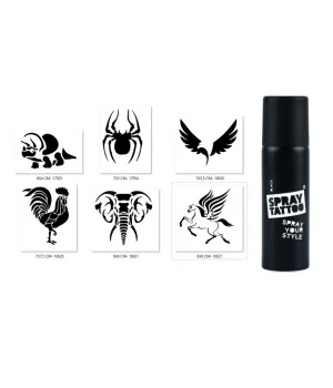 Örümcek Ve Horoz Geçici Sprey Dövme Seti Spray Tatto