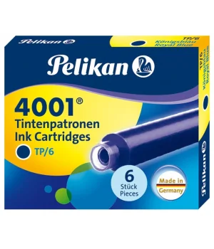 Pelikan 4001 Kısa Dolma Kalem Kartuşu 6lı MAVİ