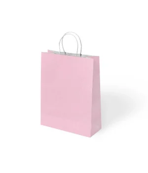 Pembe Büküm Saplı Kraft Çanta 18x24cm