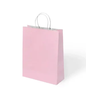Pembe Büküm Saplı Kraft Çanta 25x31cm