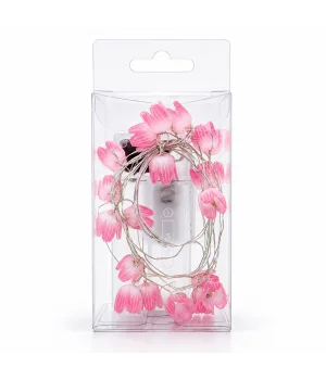 Pembe Lale Şekilli Pilli Peri Led Işık