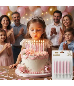 Pembe Simli Doğum Günü Mumu Seti 8 cm 12 Parça