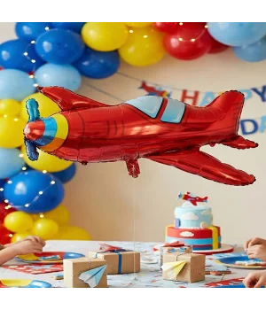 Pervaneli Kırmızı Uçak Şekilli Folyo Balon