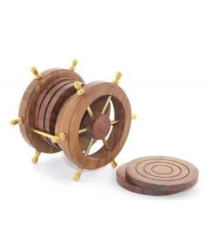 Pirinç Dümenli Ahşap Bardak Altı W720