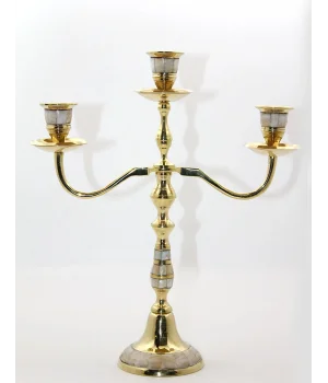Pirinç Sedefli 3Lü Şamdan 19124