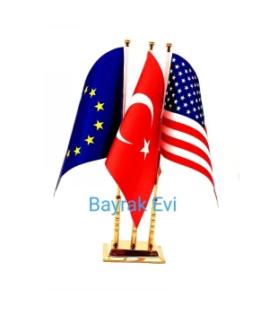 Pirinç Üçlü Masa Bayrağı