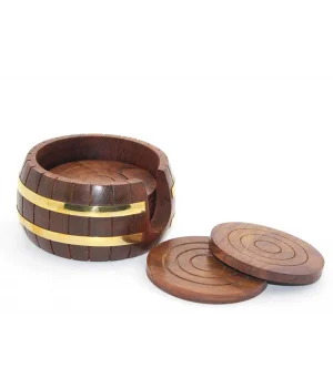 Pirinç Yuvarlak Ahşap Bardak Altı W431