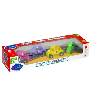 Playwood Ahşap Yarış Arabası 4'lü Paket