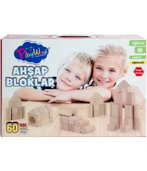 Playwood Kutuda Ahşap Renkli Bloklar 60 Parça