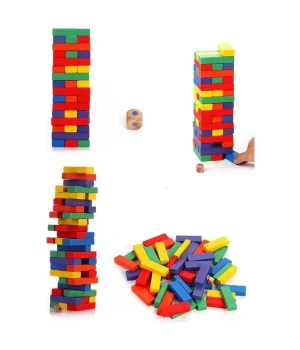 Playwood Renkli Ahşap Denge Oyunu 54 Parça