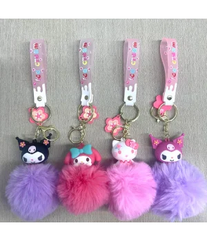 Ponponlu Kuromi Ve Hello Kitty Anahtarlık Alk4246