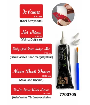 Popüler Sloganlar Hint Kınası ile Geçici Dövme Yapma Seti