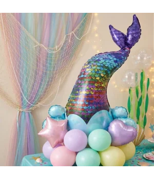 Pullu Deniz Kızı Kuyruğu Şekilli Folyo Balon