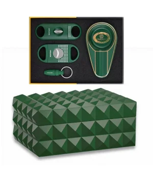 Quasar Design Humidor Puro Kutusu Mat Yeşil 80s ve Puro Seti