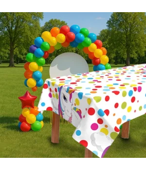Rainbow Unicorn Plastik Masa Örtüsü 120x180cm