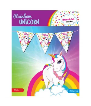 Rainbow Unicorn Üçgen Flama