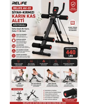 Relife Av-01 Göstergeli Karın Kas Aleti Siyah