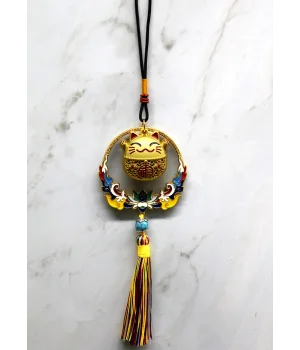 Renkli Püsküllü Şans Kedisi Feng Shui Askılık Alk4452