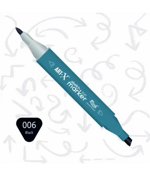 Rich Art-X Sketch Marker Duo Çift Uçlu Marker Kalem 006 Black