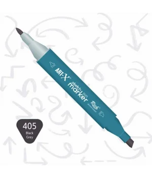 Rich Art-X Sketch Marker Duo Çift Uçlu Marker Kalem 405 Black Grey