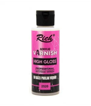 Rich Su Bazlı Vernik PARLAK (High Gloss Acrylic Varnish) 120 cc.