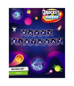 Rocket Space Happy Birthday Harf Afiş