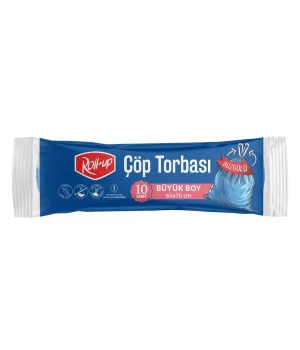 Roll-up Çöp Torbası Büyük Boy Büzgülü 65*70 cm 10 Adet